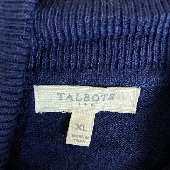 Talbots Womens Sweater Dark Blue Turtleneck Knit Pull Over Normcore XLarge - Picture 6 of 12